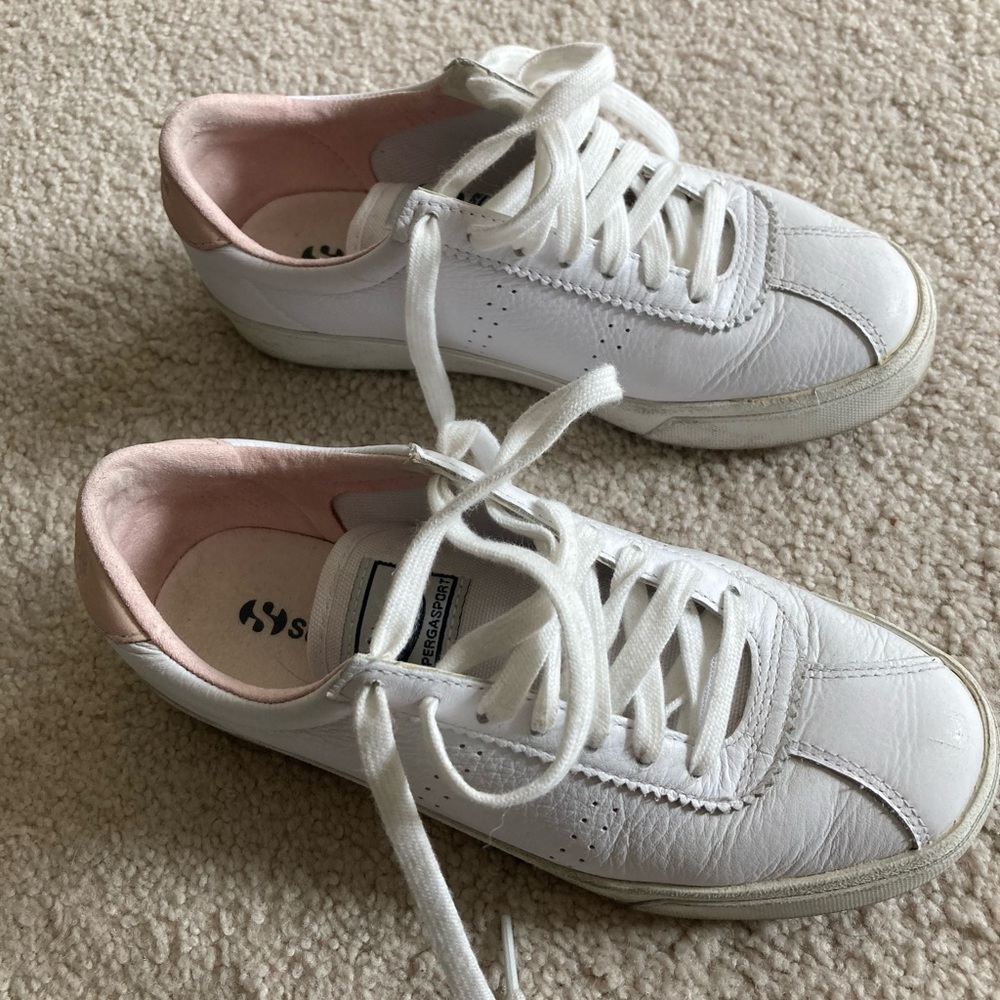 Superga White and Pink Women's Sneakers